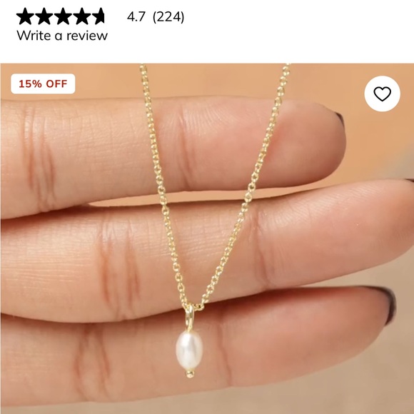 Gold Pearl Drop Necklace - Picture 1 of 7